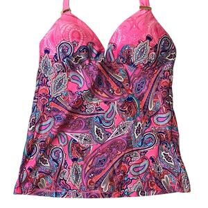 2 BAMBOO Women's Multi-Color Paisley Print Padded Halter Tankini Top